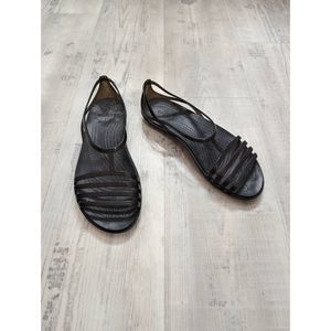 Crocs Isabella Huarache Jelly Sandals women's size 8 black strappy comfort